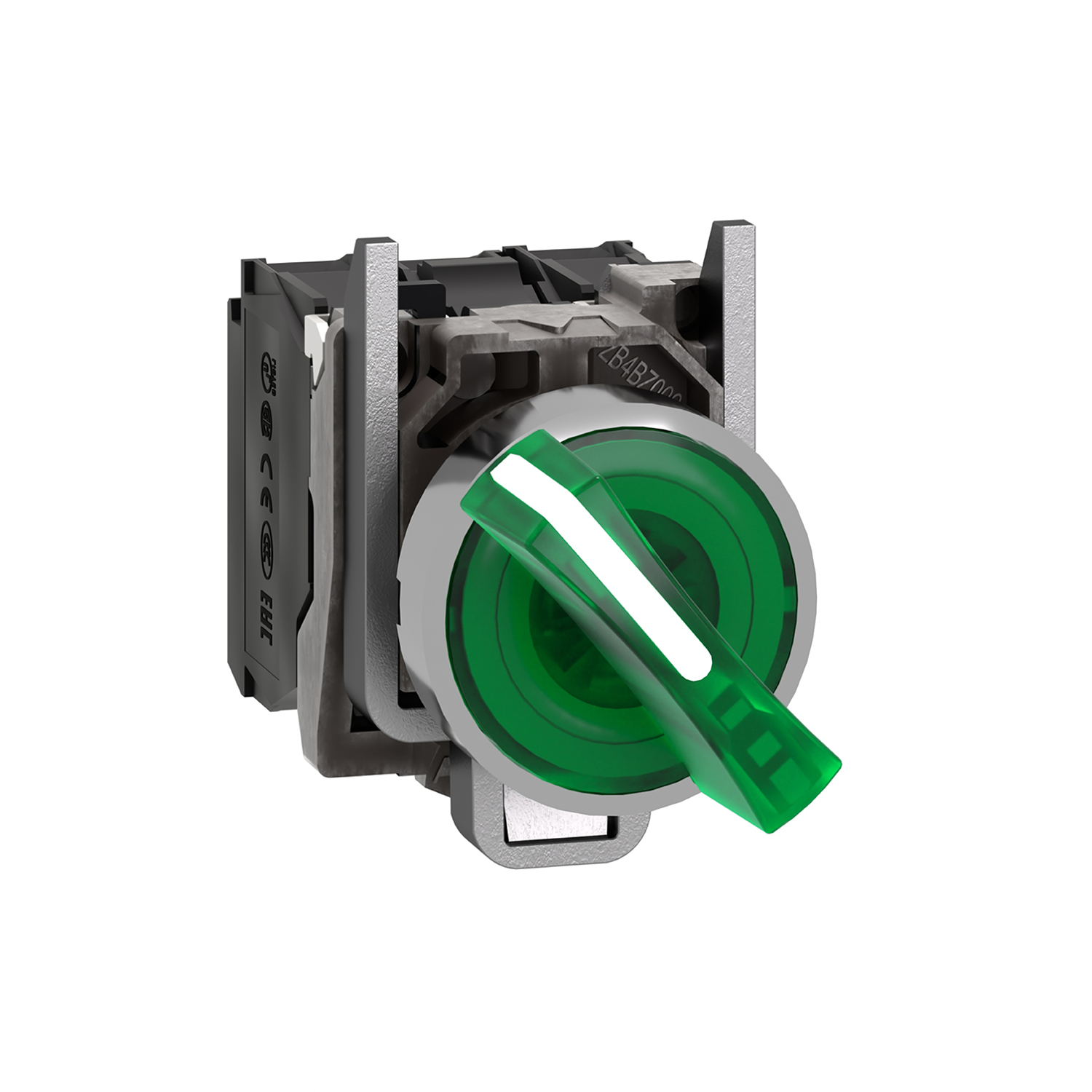 Interruptor selector verde modular luminoso Ø 22mm, 2 posiciones, 24 V, 1 NA + 1 NC XB4BK123B5