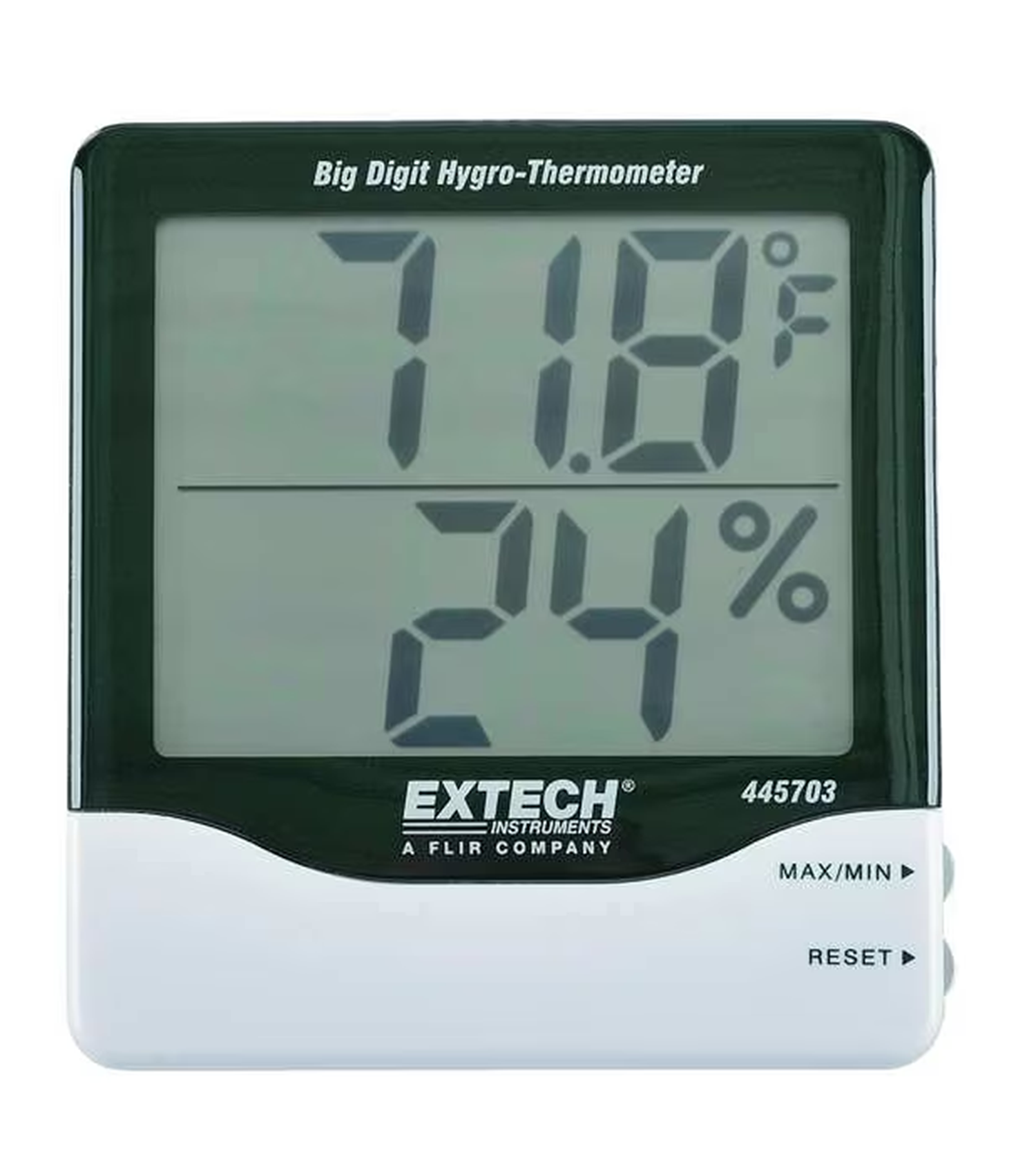 Higrómetro digital 445703 EXTECH para interiores, 14 a 140 °F, profundidad: 4/5 in